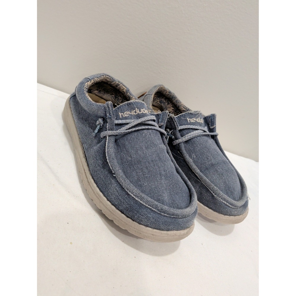 Hey Dude Wally Youth Blue Slip On Loafer Shoes Used Size Y5 EU 37